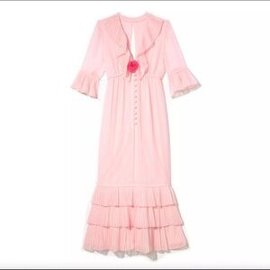 Elegant Pink Ruffled Maxi Dress